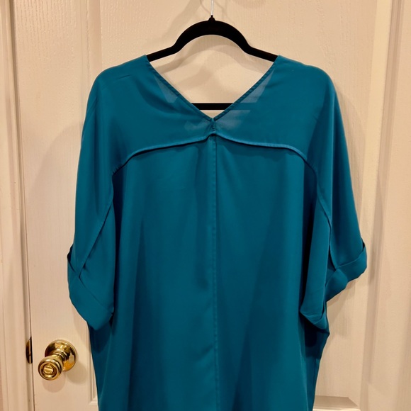 Lane Bryant Teal Short Sleeve V-Neck Top    Size 14/16 - Picture 5 of 5